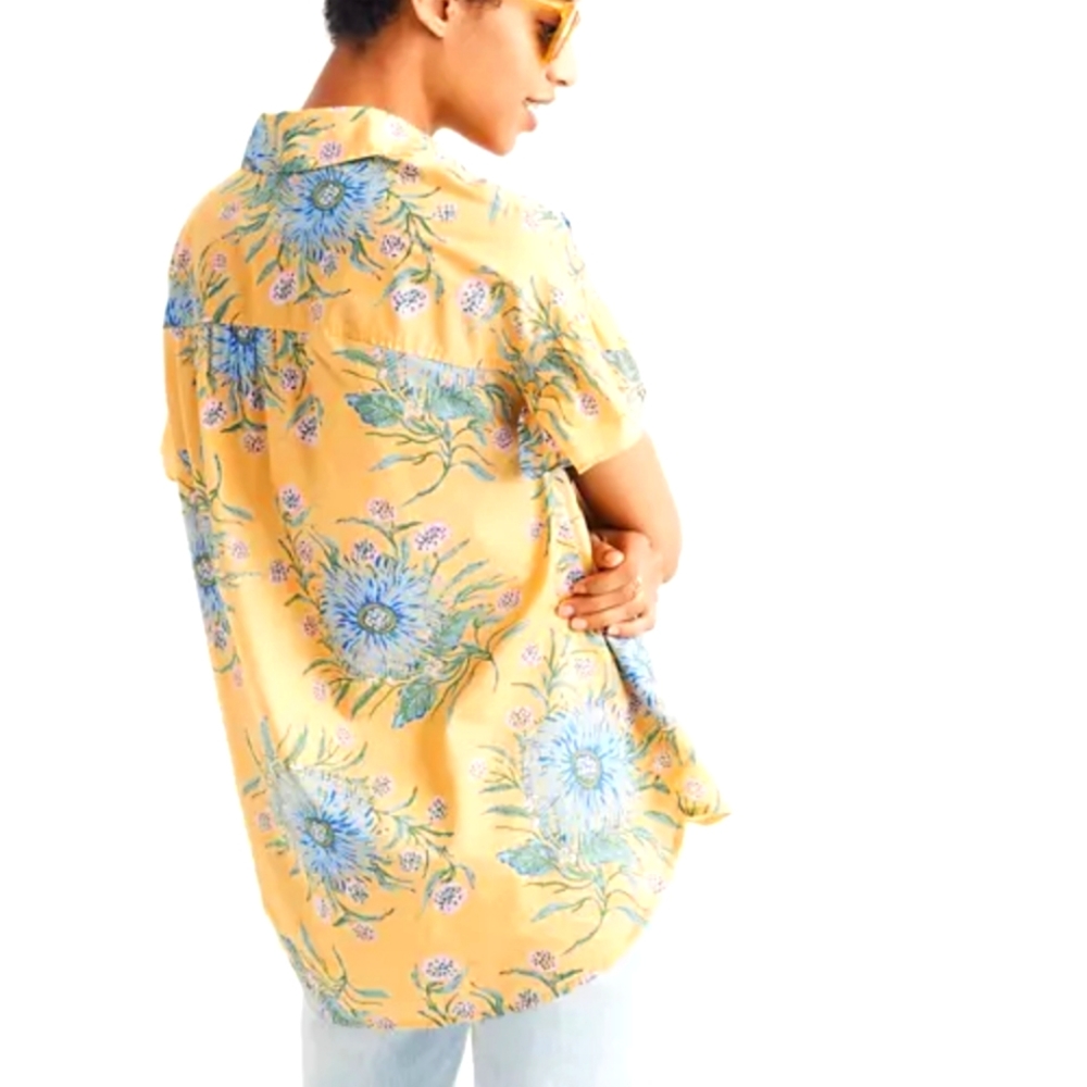 Madewell yellow flower popover shirt